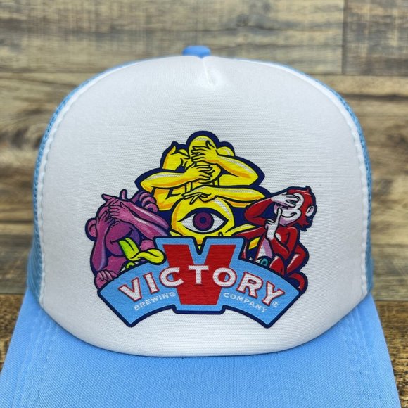 Victory Sour Monkey Mens Trucker Hat Blue Snapback Brewing Company Beer Cap - Picture 3 of 8